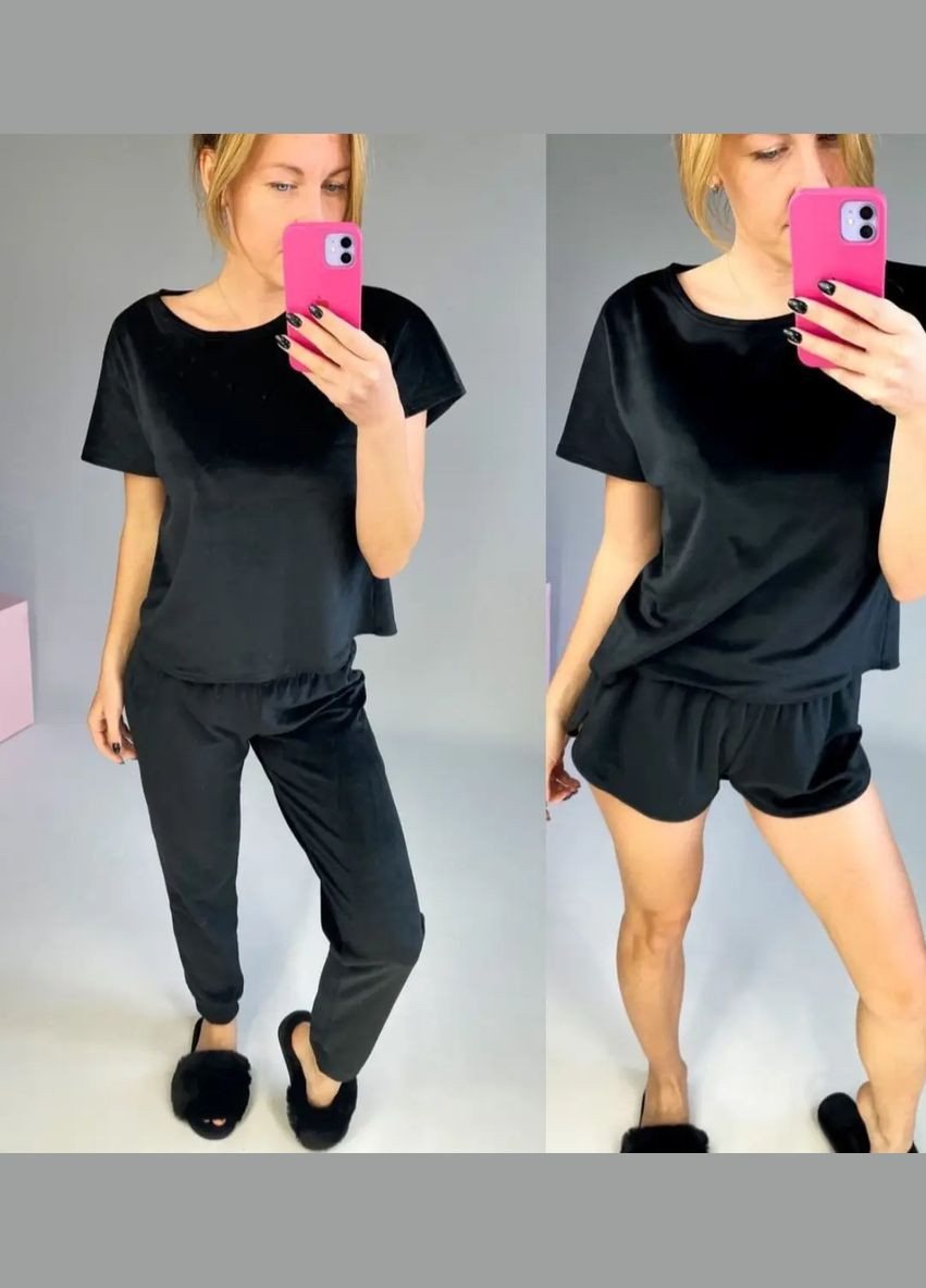 Чорна всесезон комплект 3ка(футболка, шорти, штани) чорний No Brand