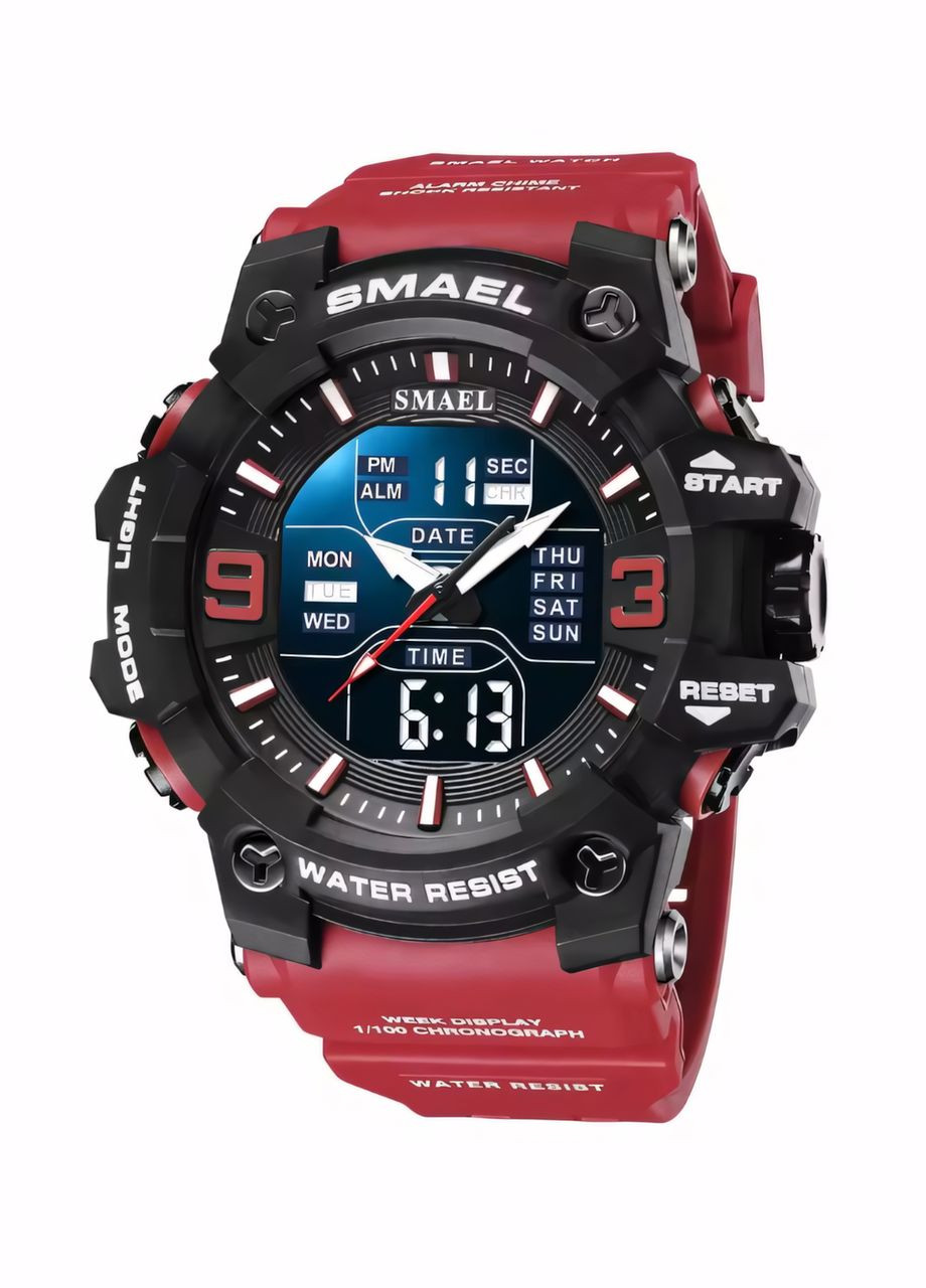 Чоловічий спортивний годинник 8049 WR 5 ATM Червоні Smael (341324862)