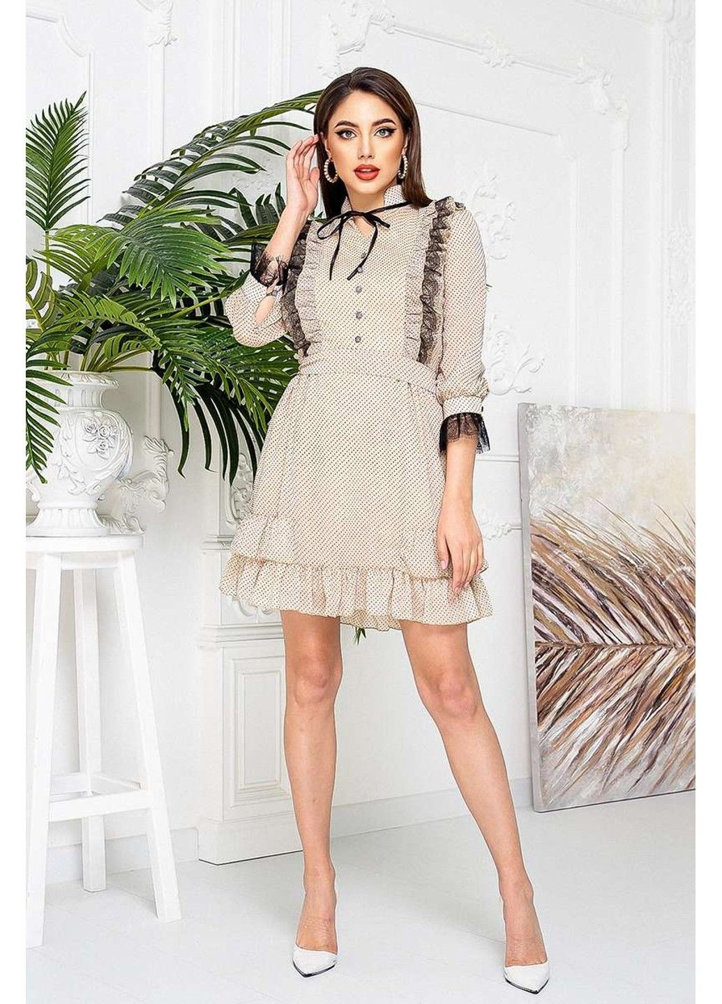 Белое шифоновое платье baby doll 21034 белое Tanita-Romario