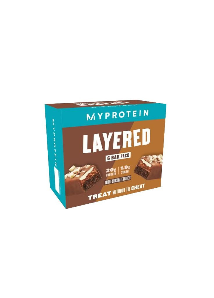 Layered Bar - 12x60g Triple Chocolate Fudge (тройной шоколадный фадж) протеиновый батончик My Protein (283622428)