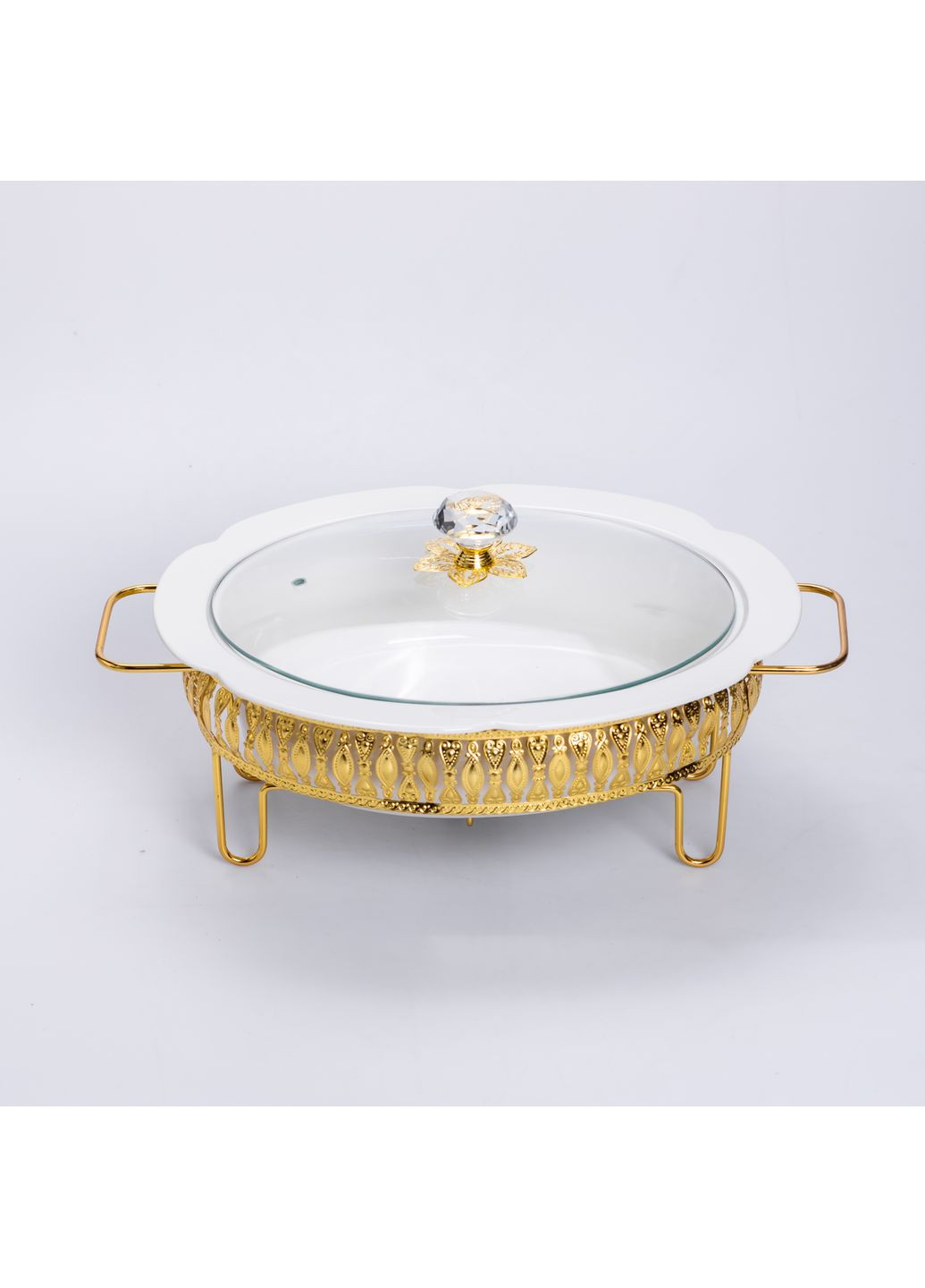 Мармітниця порцелянова овальна 2 л на металевій підставці з підігрівом, Yiwu (361137974)