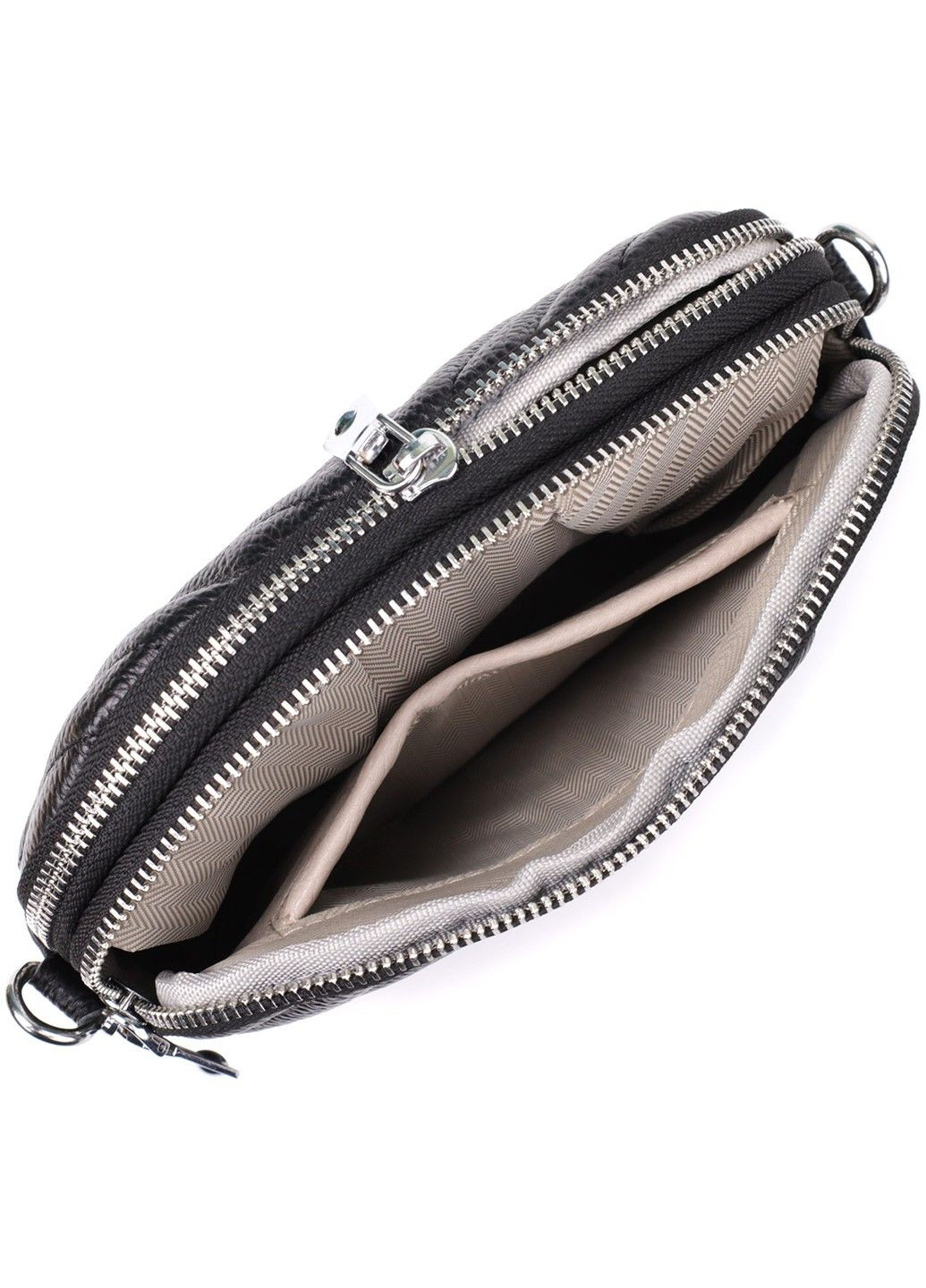 Стильная сумка прошита треугольниками из натуральной кожи 22909 Черный Vintage (356452203)