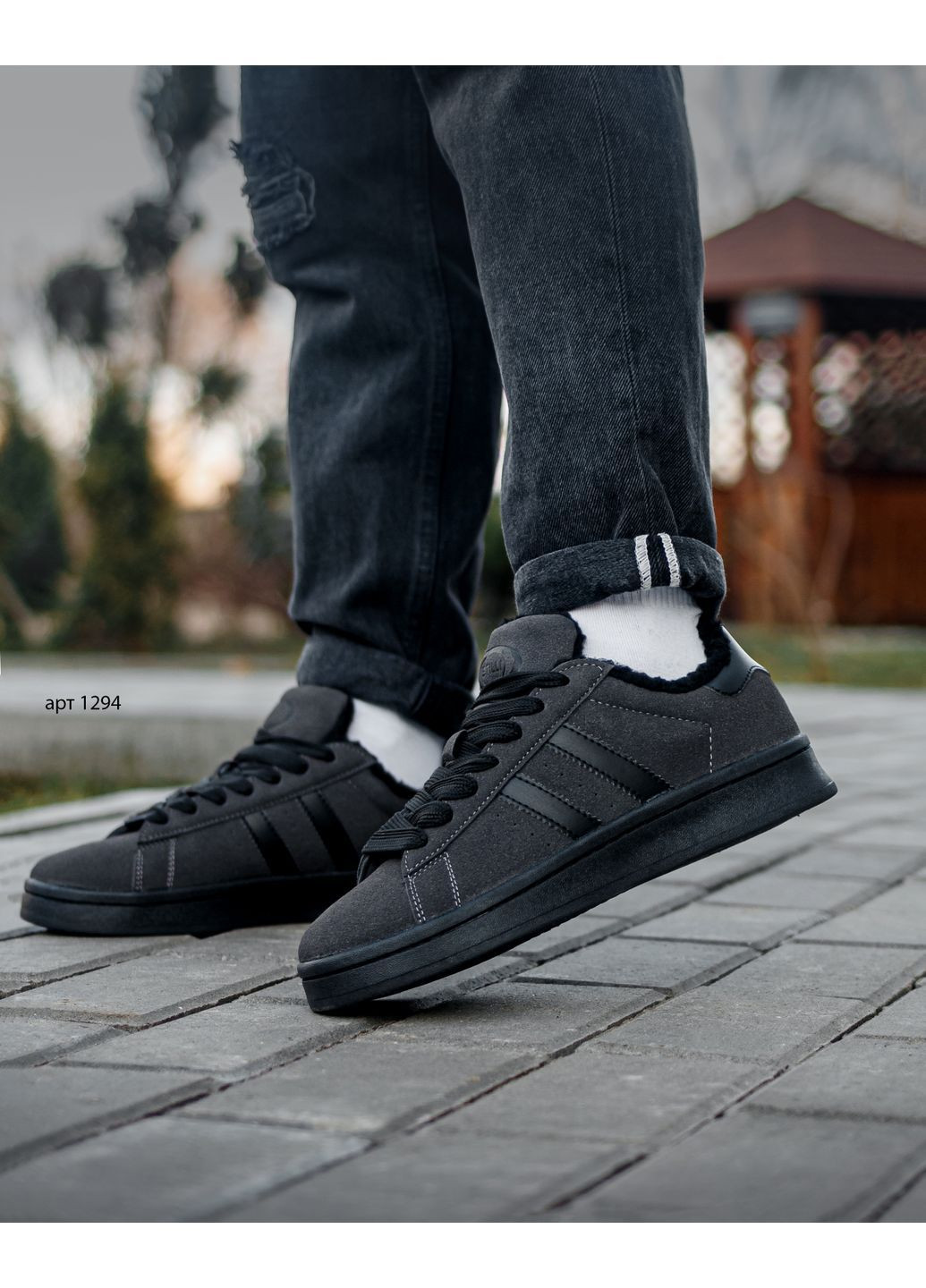 Серые зимние зимние кроссовки camp fur dark grey Stilli Campus