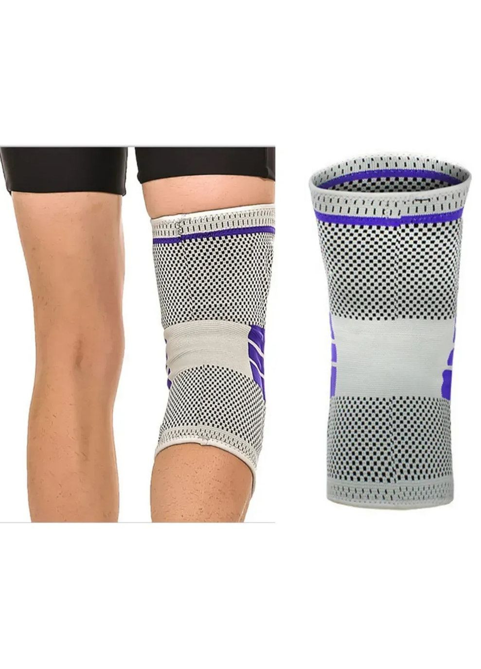 Наколінник компресійний з силіконовим кільцем і сталевими пружинами 2XL Black AOLIKES (366558871)