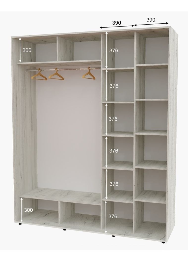 Шкаф-купе двухдверный 200*60*240 см Дуб крафт белый 2 двери Зеркало Алекса (356773404)