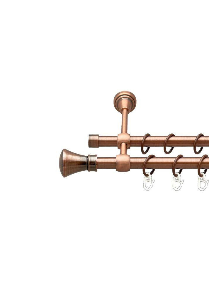 Карниз Люксор металлический двухрядный литой гладкая труба Медь 16\16 мм 160 см (00-00019624) ORVIT (300690789)