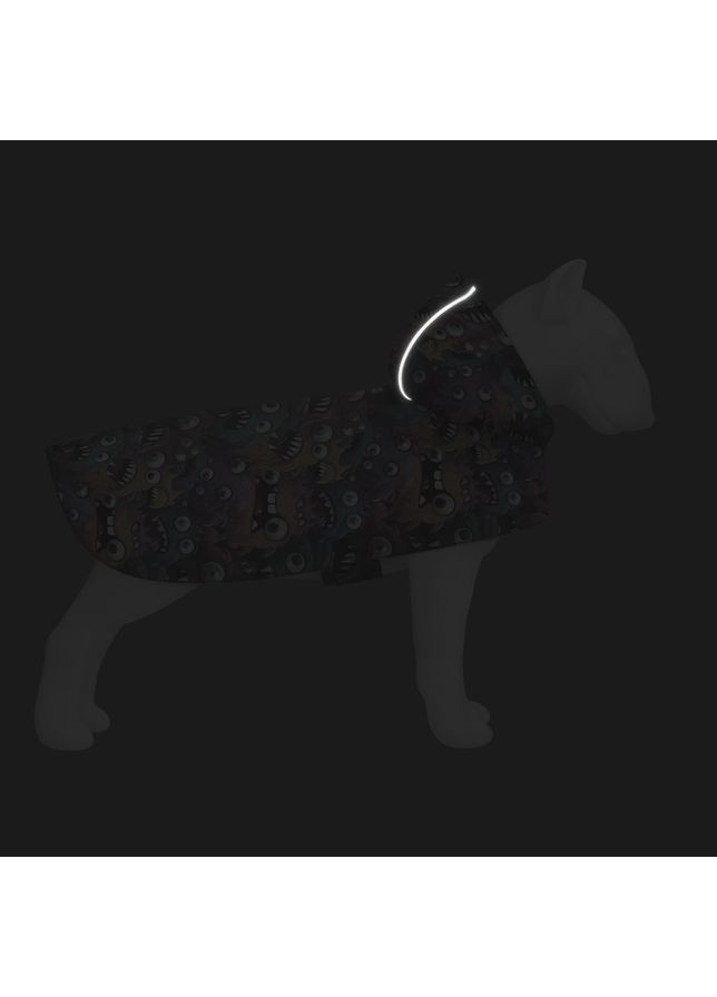 Дощовик-накидка з капюшоном для собак WAUDOG Clothes, малюнок "Зубасті монстри",, А 32-35 см, B 41-52 см, С 26-33 см Collar (362583956)