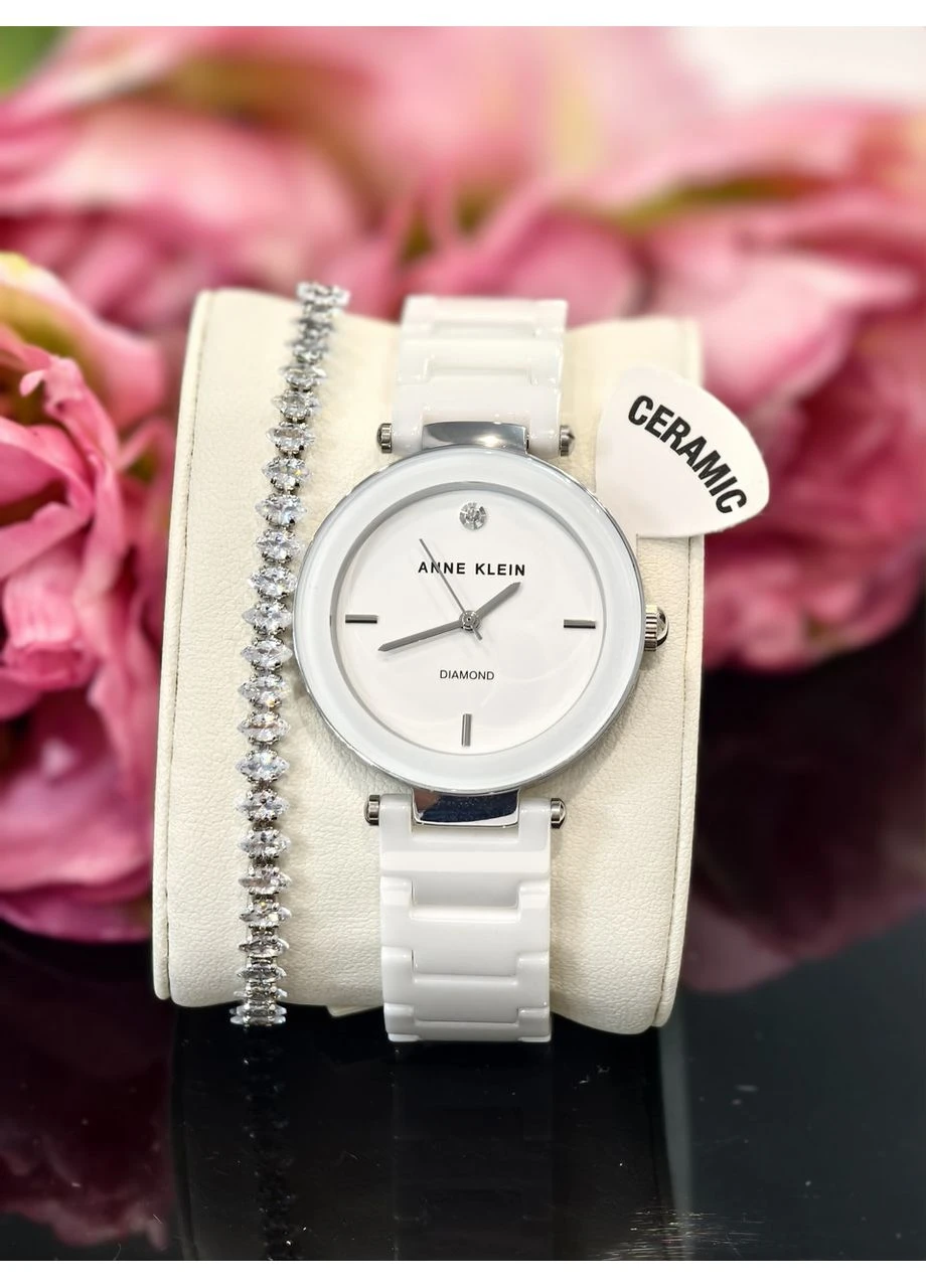 Женские часы Керамика.Инкрустированы бриллиантом Anne Klein AK/1019WTWT (381859167)