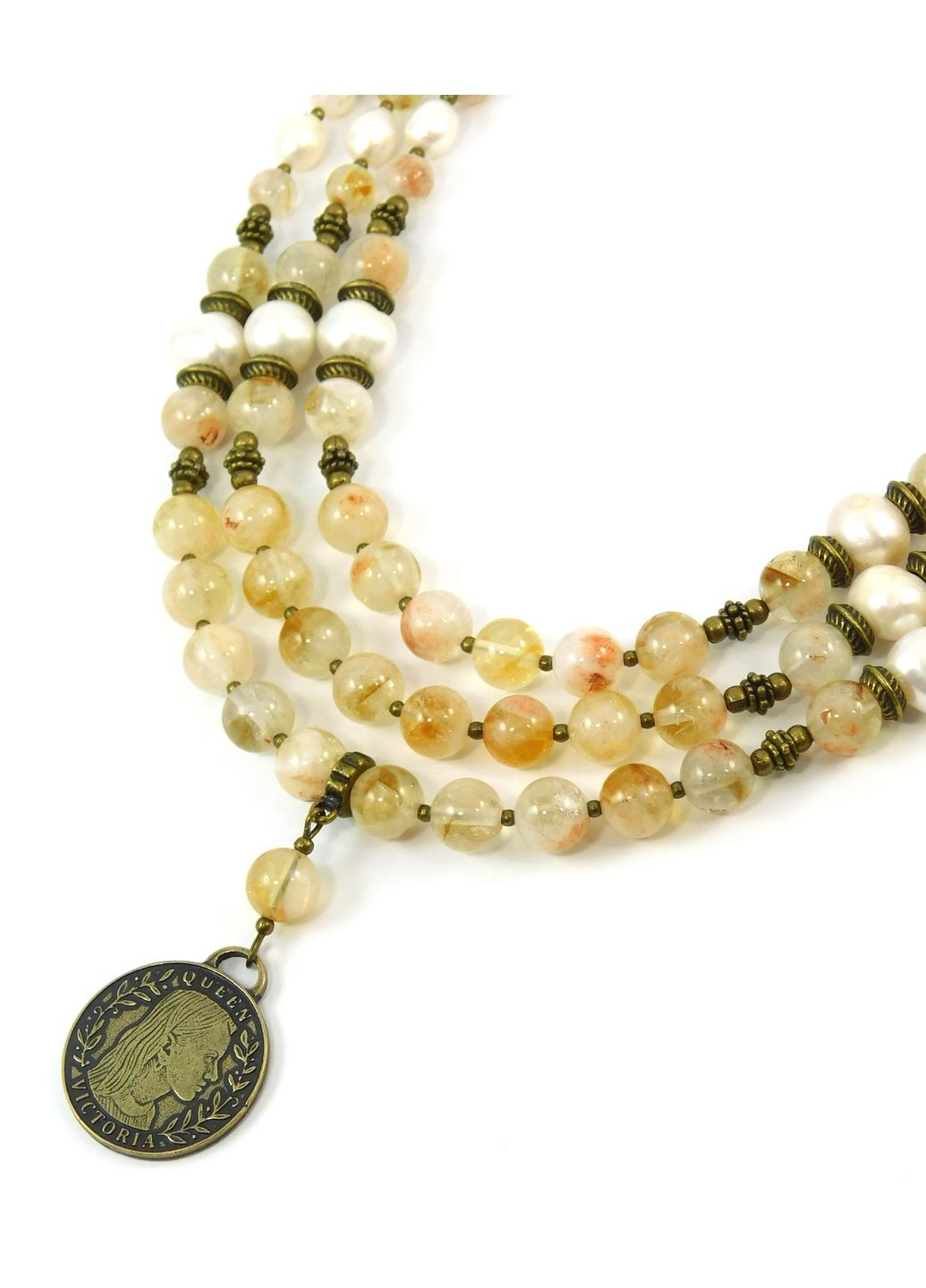 Бусы "Цитрина" Цитрин, Жемчуг Fursa fashion (322316037)