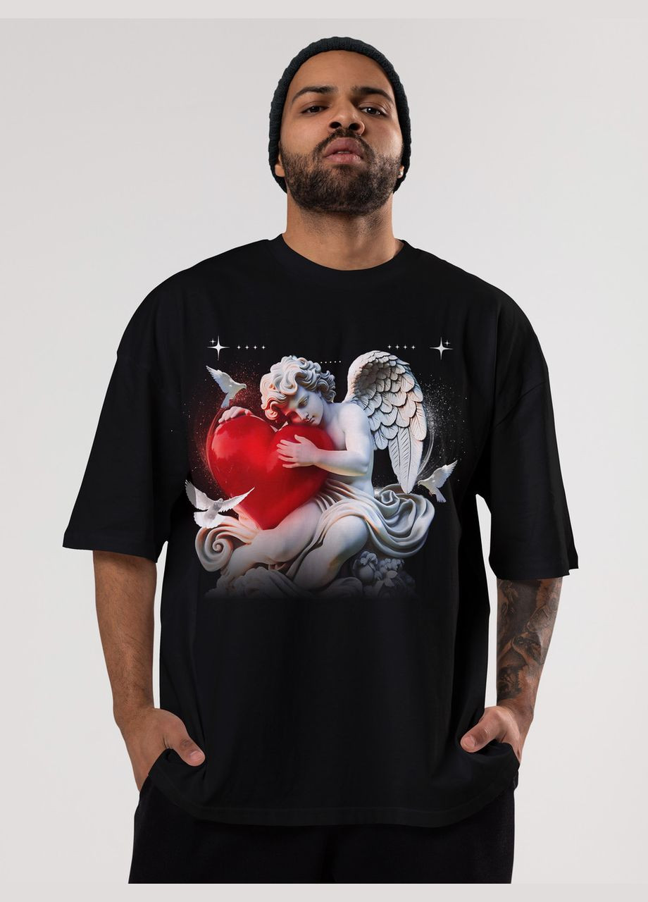 Черная мужская футболка оверсайз urban черная высокая плотность с длинным рукавом Mishe