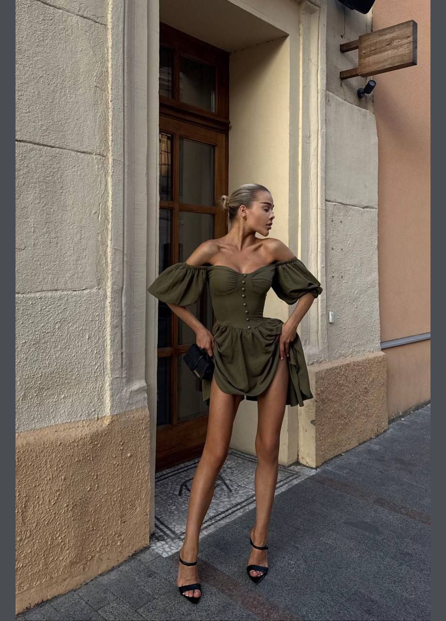 Оливковое (хаки) платье No Brand