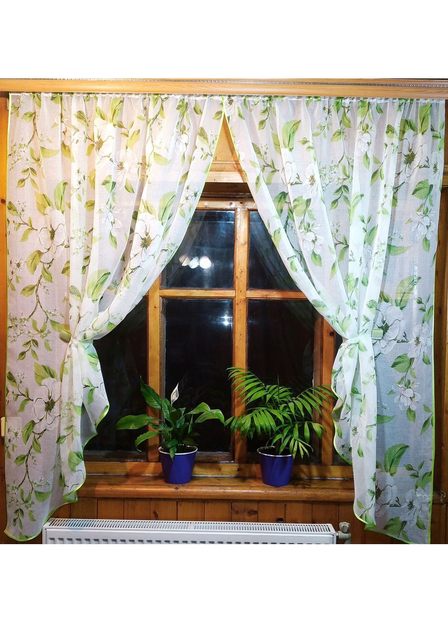 Кухонна фіранка Летиція яблуневий цвіт біла No Brand (372133870)