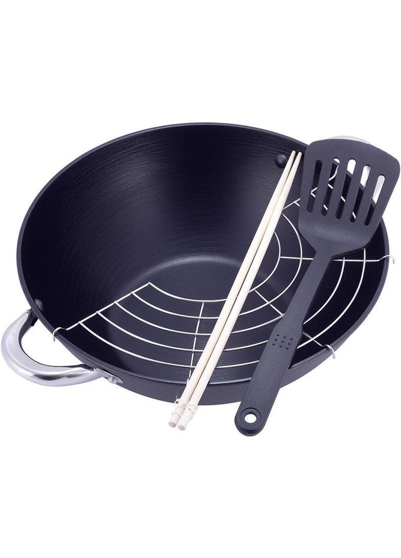 Казан чавунний "Wok" 4.5л, з антипригарним покриттям і аромо-кришкою Kamille (329895826)