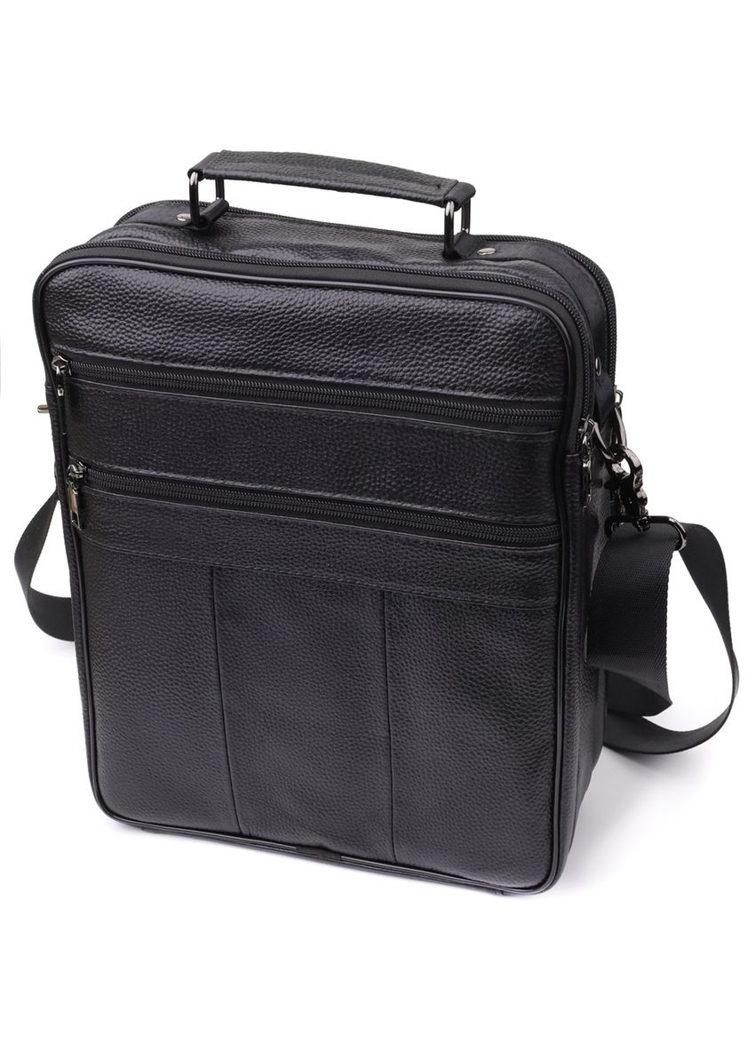 Містка чоловіча сумка з ручкою для перенесення в руці з натуральної шкіри 23023 Чорний Vintage (355793942)