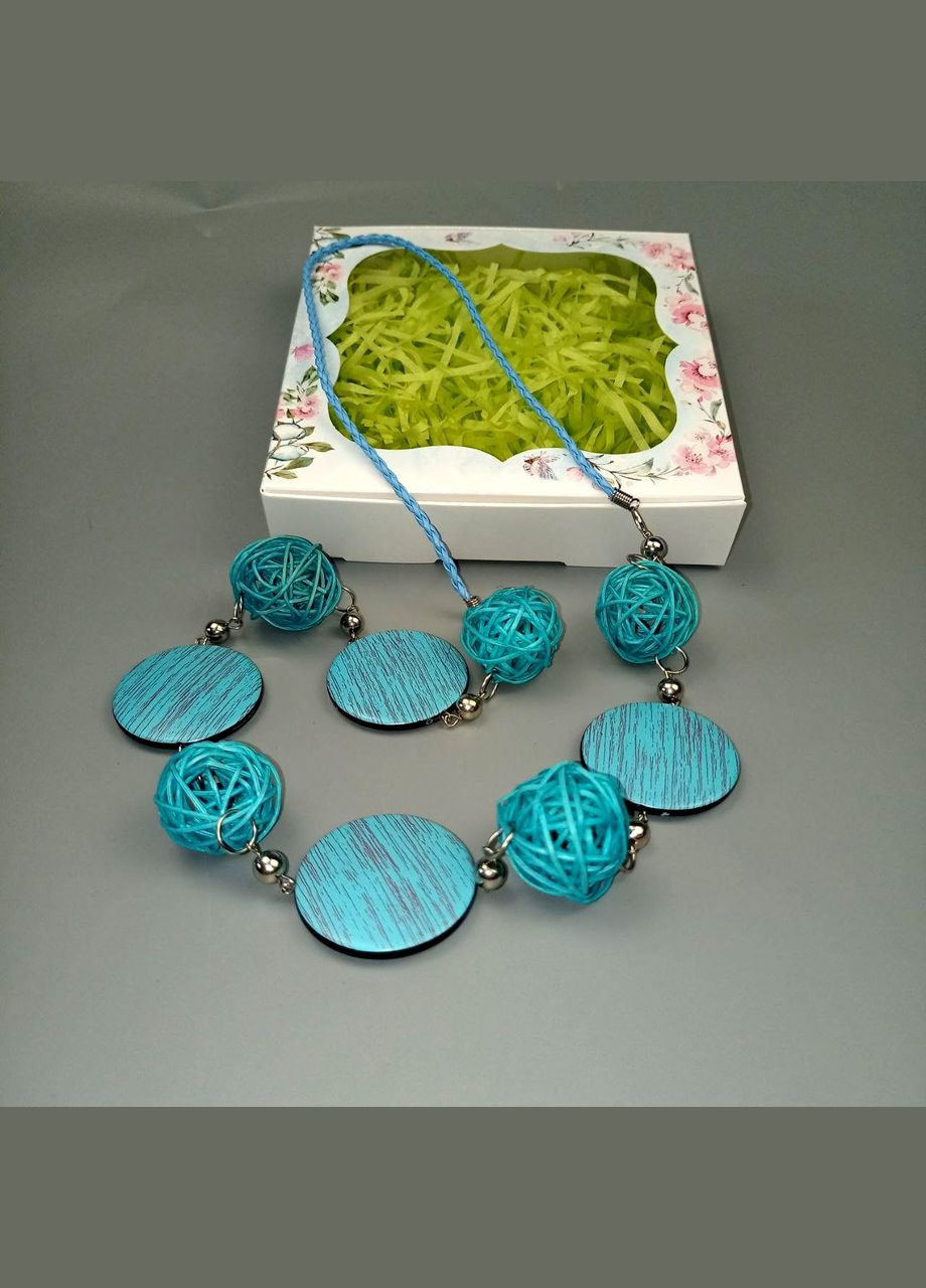 Намисто ручної роботи в стилі бохо. Блакитне жіноче намисто+подарунок No Brand (342384776)