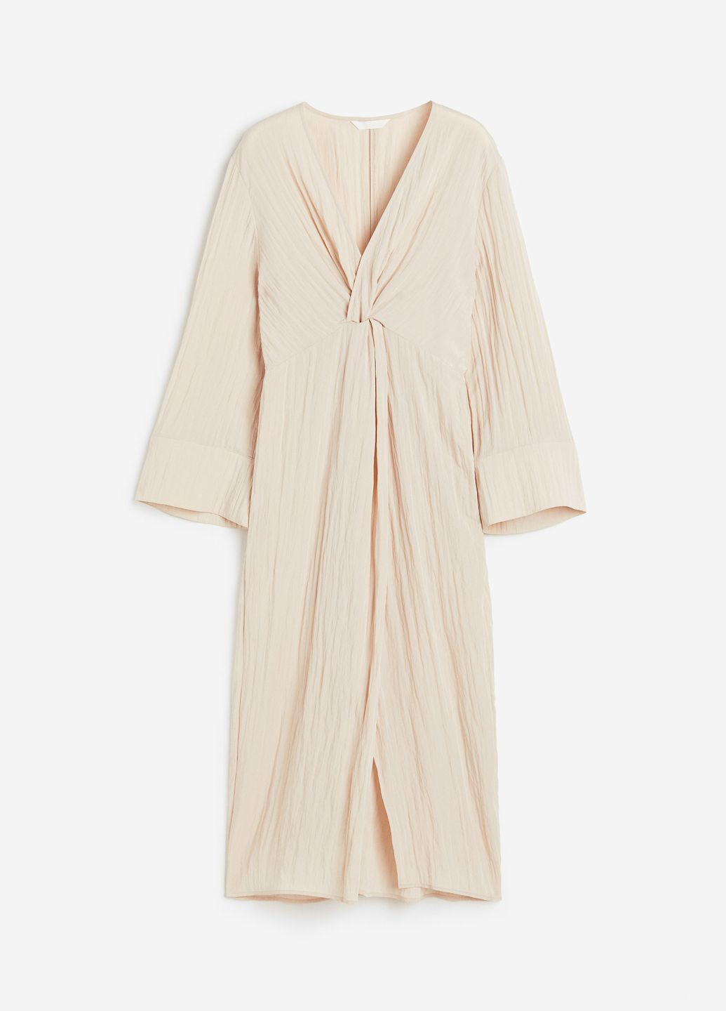 Бежевое кэжуал платье макси из вискозы H&M однотонное