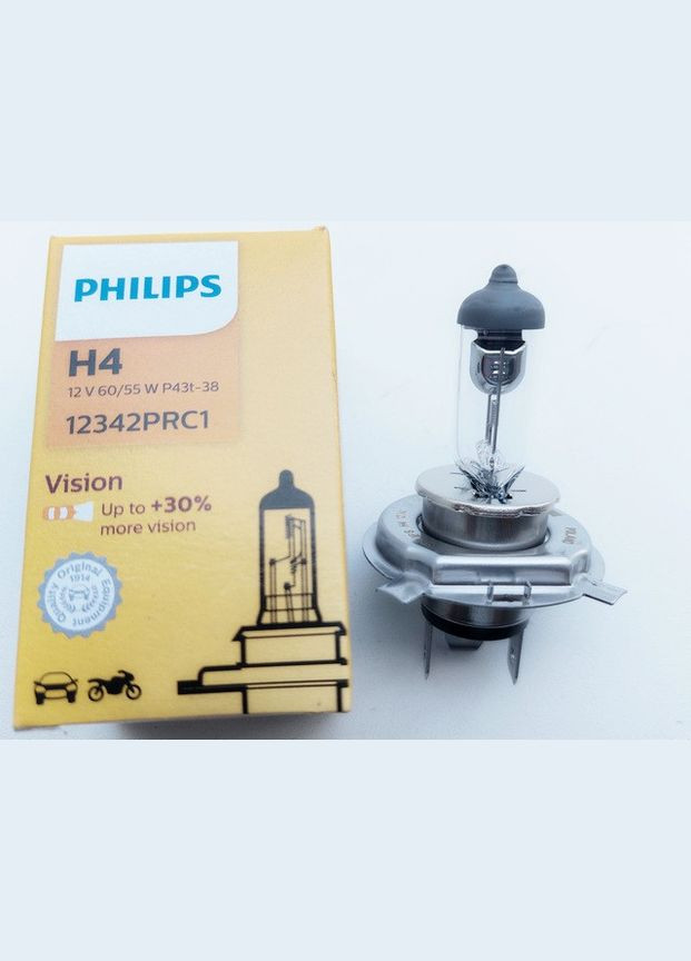 Лампа H4 60/55W 12V P43T-38 Premium (Philips) 12342PR Vision (368799243)