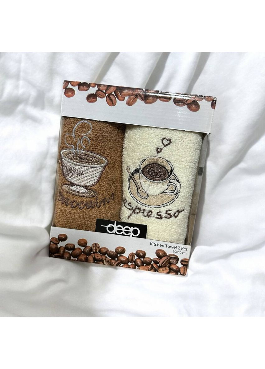 Набір махрових кухонних рушників Туреччина Кава 18760 30х50 см 2 шт Fashion комбінований