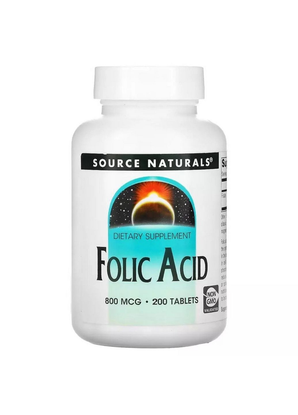 Витамины и минералы Folic Acid 800 mcg, 200 таблеток Source Naturals (293481295)