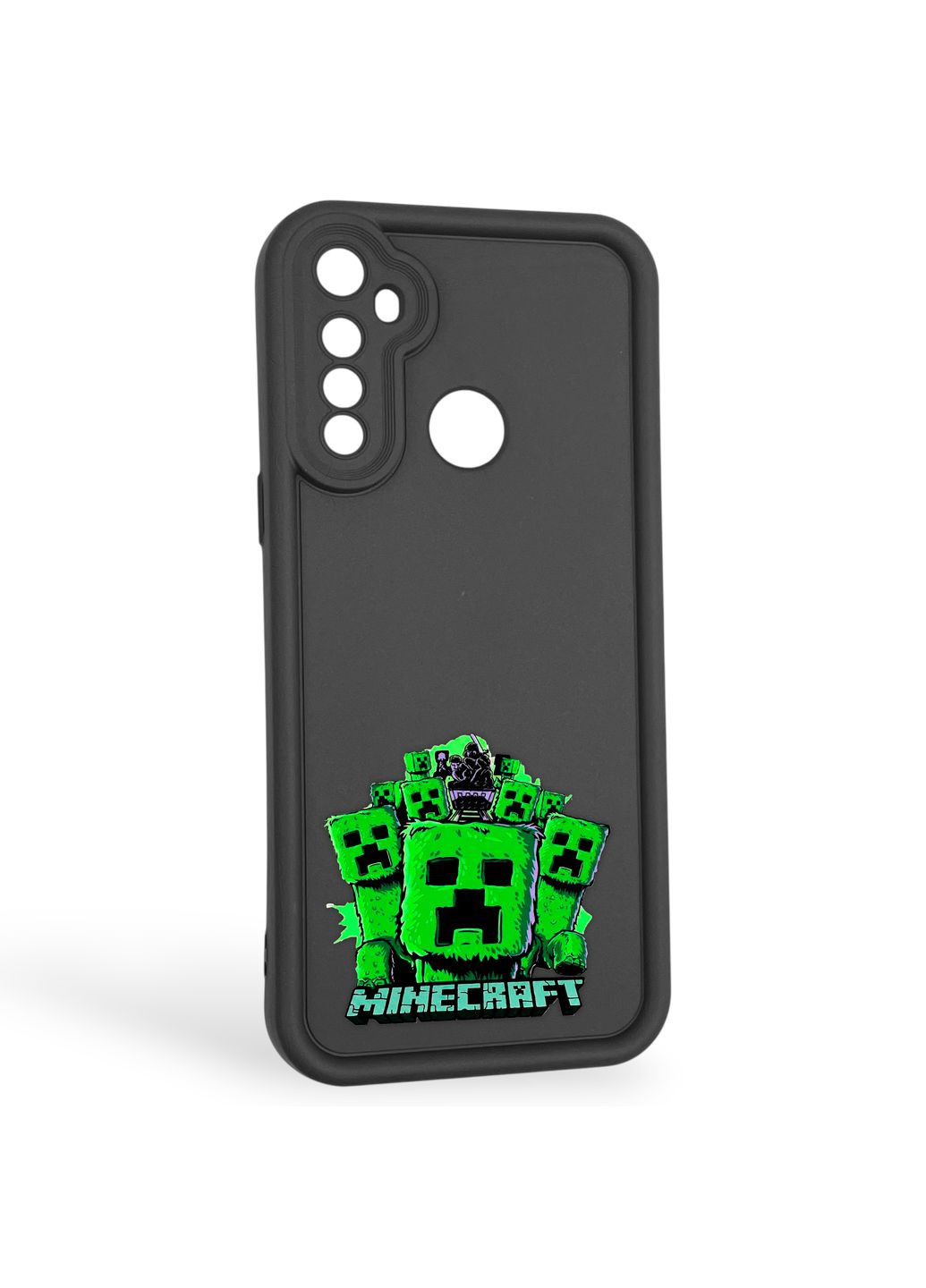 Чохол силіконовий Soft Touch з 3D принтом Майнкрафт для 5i чорний (Повний захист камери) Realme (373424520)