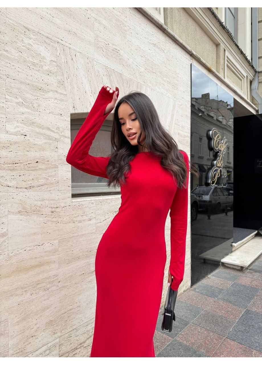 Красное праздничный, повседневный, деловое женское платье No Brand однотонное