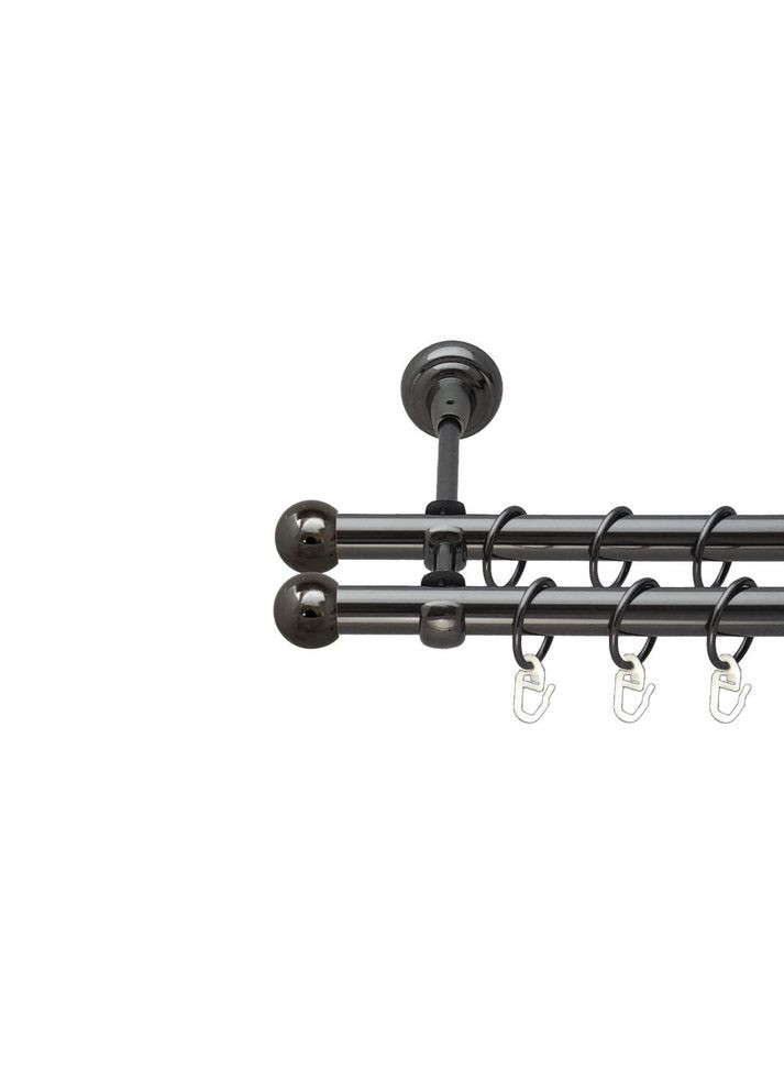 Карниз Куля Болонь металлический двухрядный открытый гладкая труба Оникс 19\19 мм 200 см (00-00014938) ORVIT (300283290)