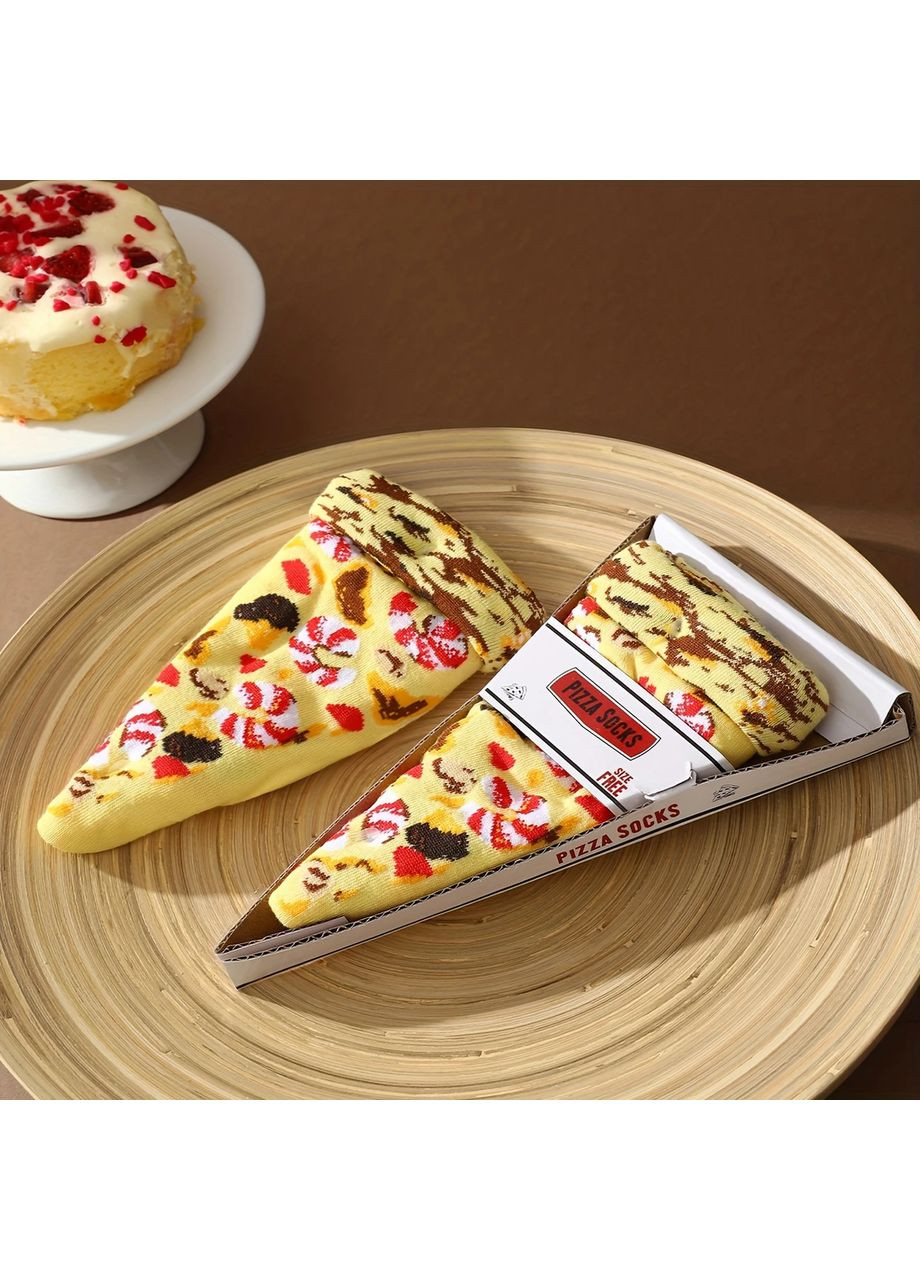 Жовті подарункові шкарпетки "скибка піци", 1 пара, у пакованні, унісекс (363042251)