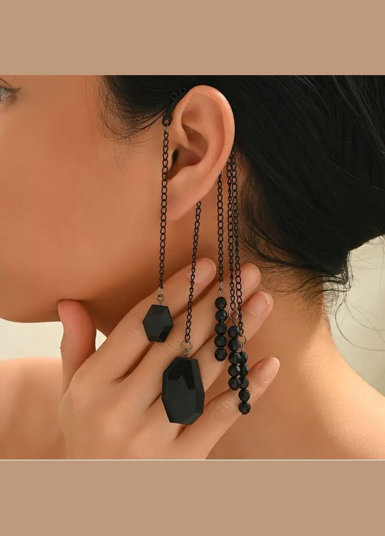 Чорна каффа з ланцюгами кристали, 2349 Fashion Jewelry (336550596)