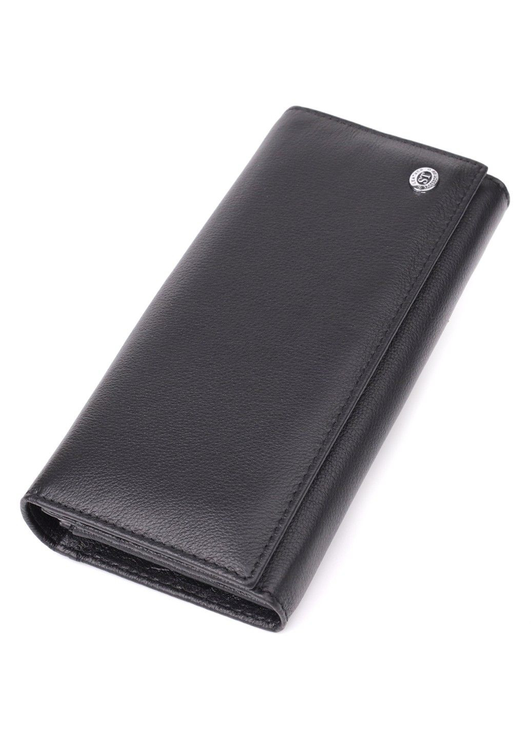 Солідний жіночий гаманець із натуральної шкіри 23088 Чорний st leather (330359560)