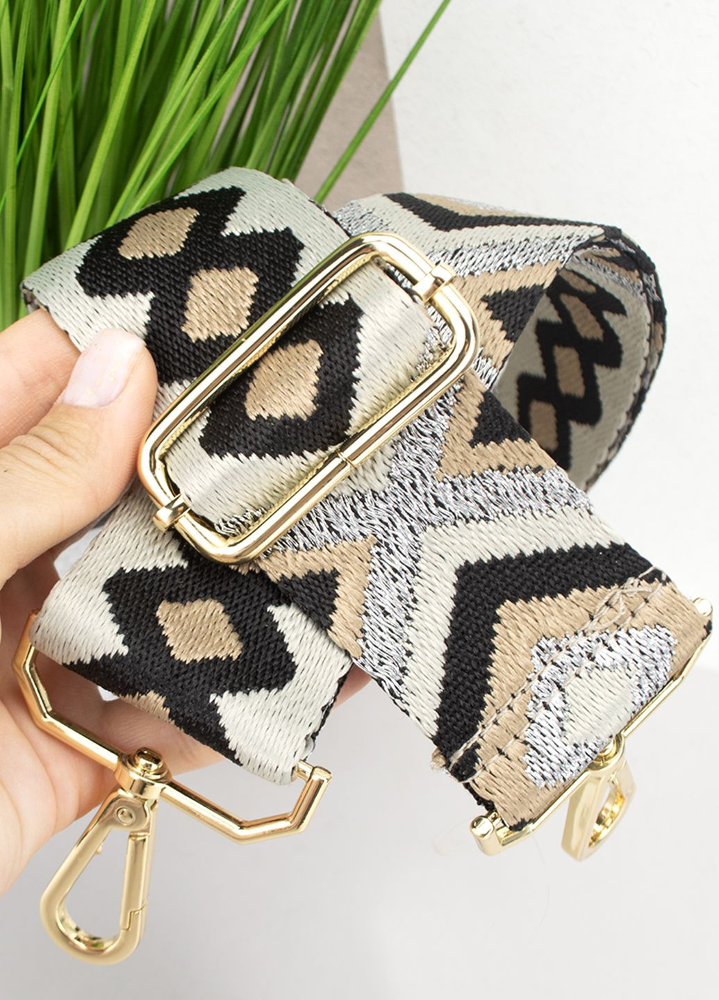 Ремінь для сумки текстильний 50 мм R_broidery_gold сріблястий Virginia Conti (294051504)