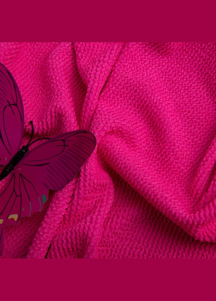 Тканина трикотаж біфлекс фактурний гофрований жатка яскраво-рожева IDEIA (275869938)