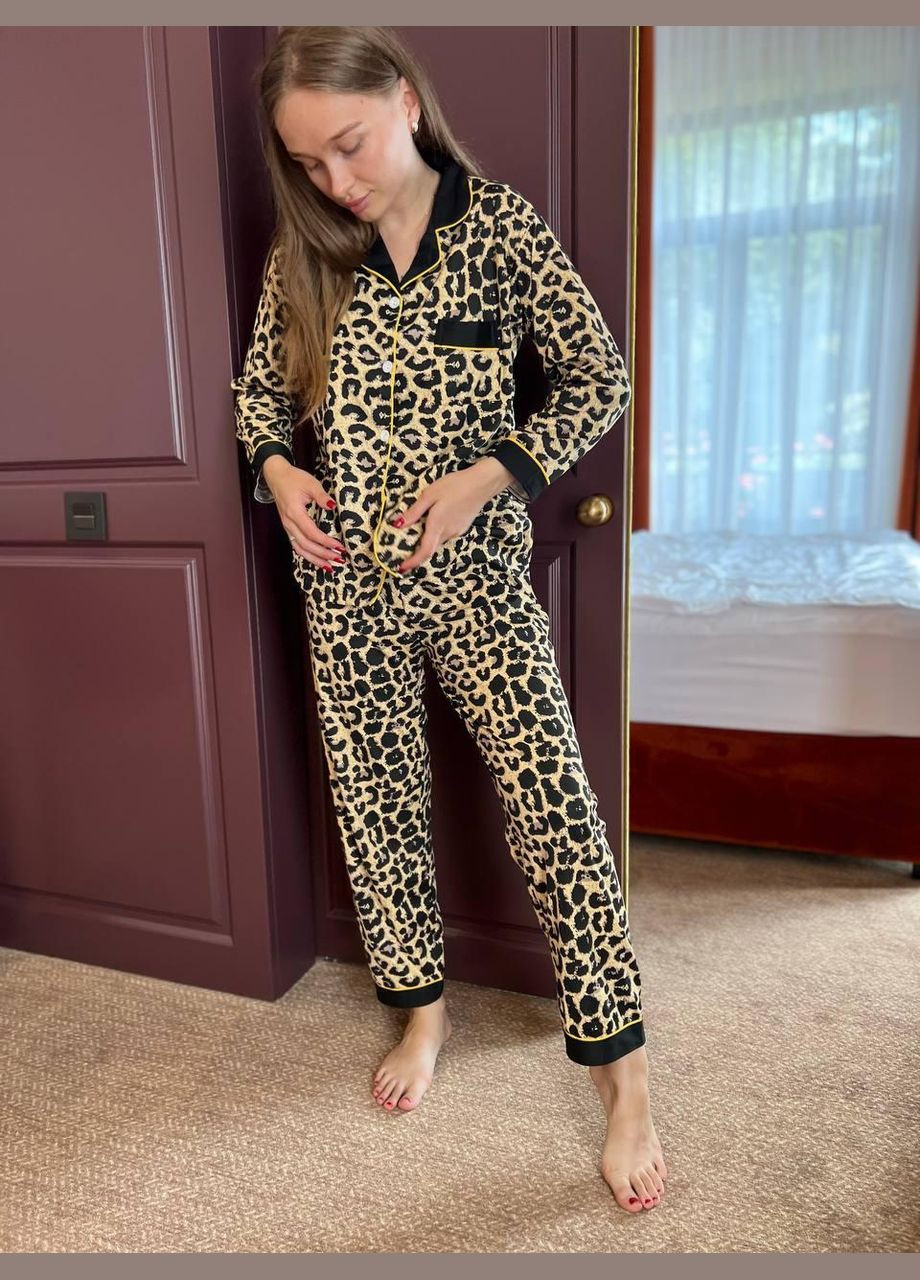 Комбинированная всесезон женская пижама 2479 (леопардовая) No Brand