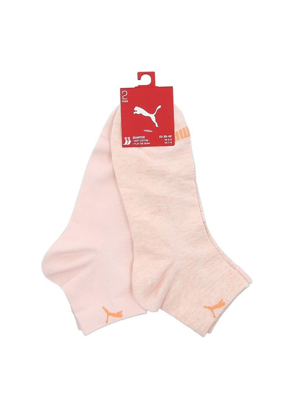 Помаранчеві шкарпетки women's quarter 2-pack light oragne Puma однотонні (333959814)