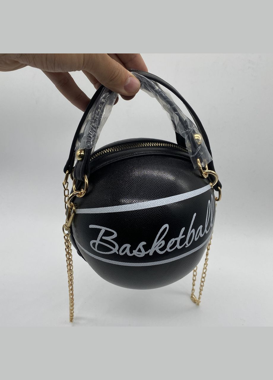 Женская классическая круглая сумка баскетбольный мяч на цепочке черная No Brand (303323015)
