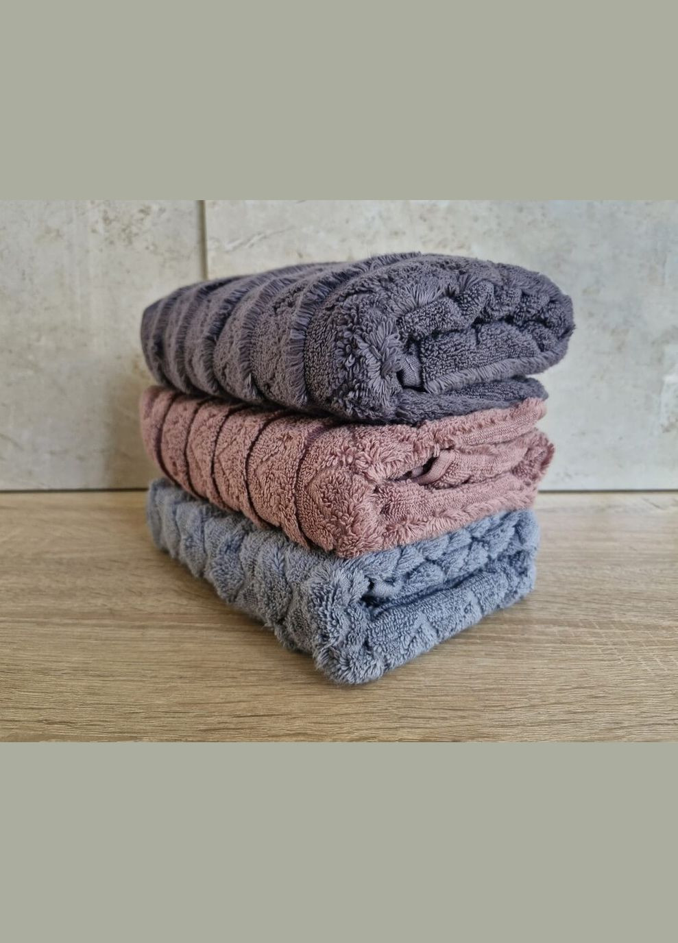 Набір рушників MicroCotton Delux Premium - Ucgen-2 70*140 (3 шт.) Cestepe комбінований