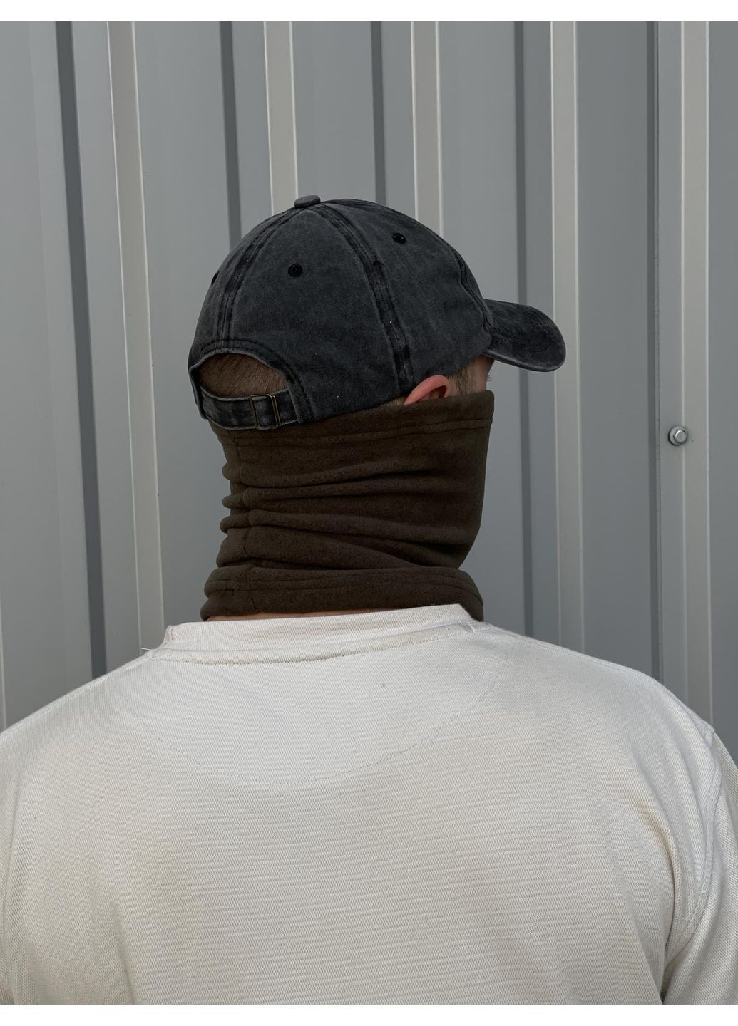 Бафф флісовий теплий з вишитим логотипом хакі No Brand Класичний баф (369976357)