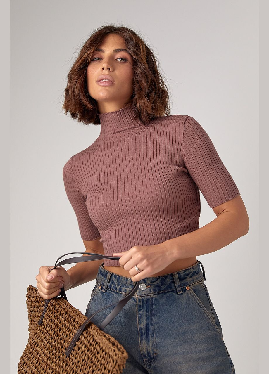 Женская укороченная водолазка с коротким рукавом 23116 Lurex - (299232482)