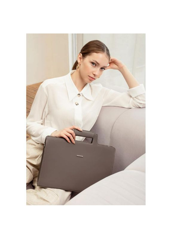 Сумка жіноча шкіряна через плече для ноутбука та документів темно-бежева BlankNote (302008919)