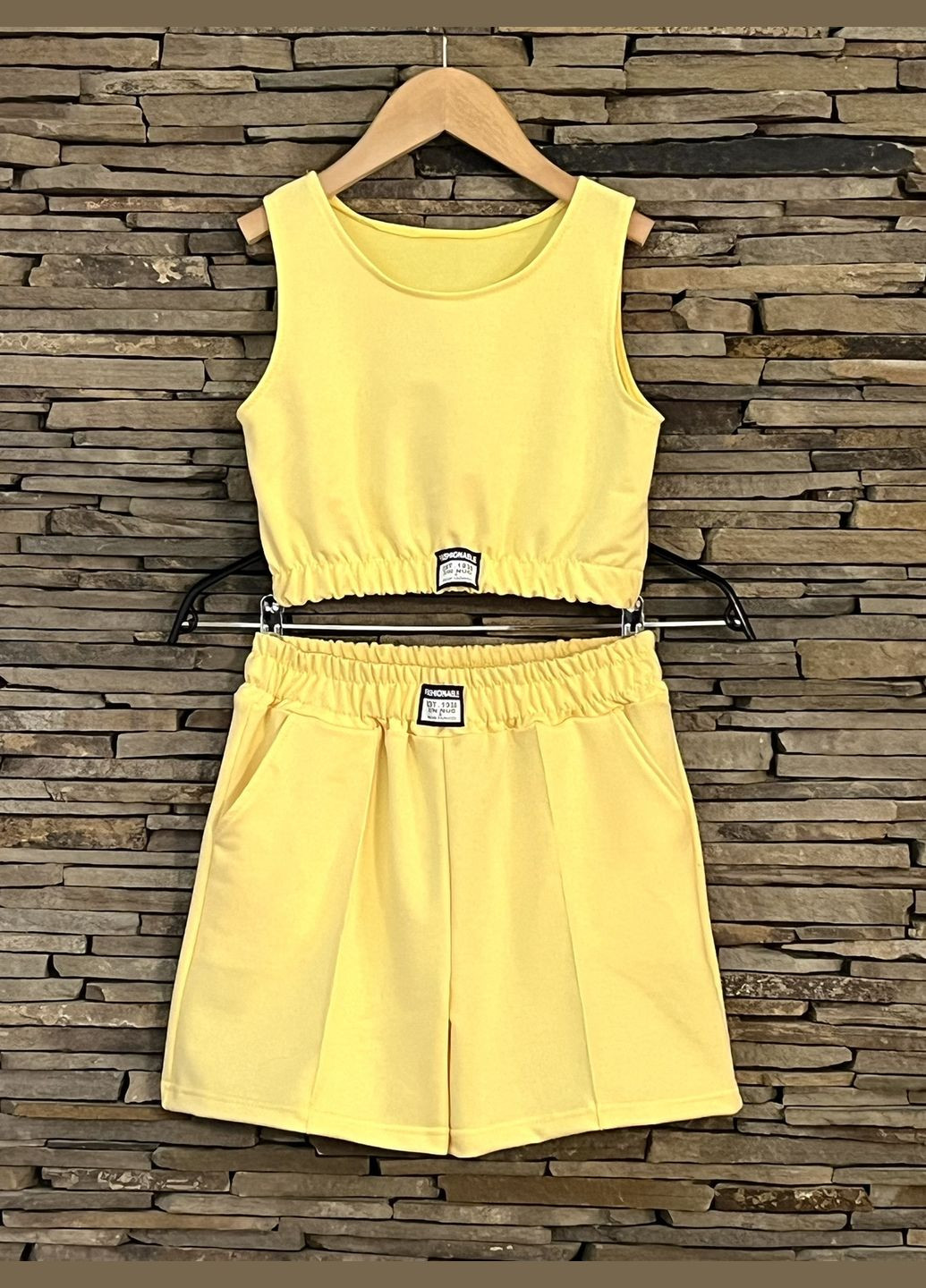 Желтый топ и шорты для девочки желтый 127083d с шортами No Brand
