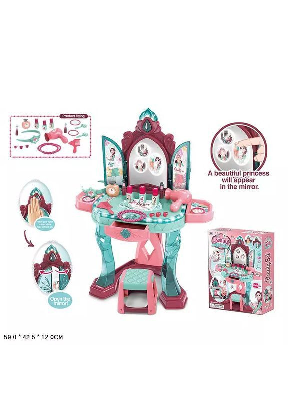 Дитяче трюмо з інтерактивним екраном, світлом, музикою, стільчиком і феном в асортименті - No Brand 008-988 (371924741)