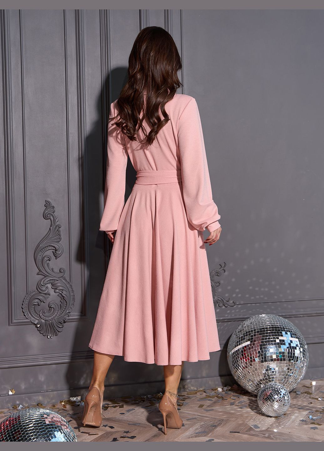 Рожева вечірня сукні кльош ISSA PLUS однотонна