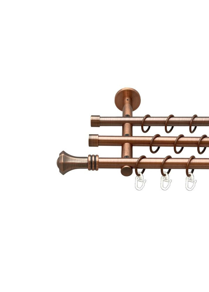 Карниз Кастелла металевий трирядний циліндр (20 см) гладка труба Мідь 16\16\16 мм 200 см (00-00020367) ORVIT (300691568)