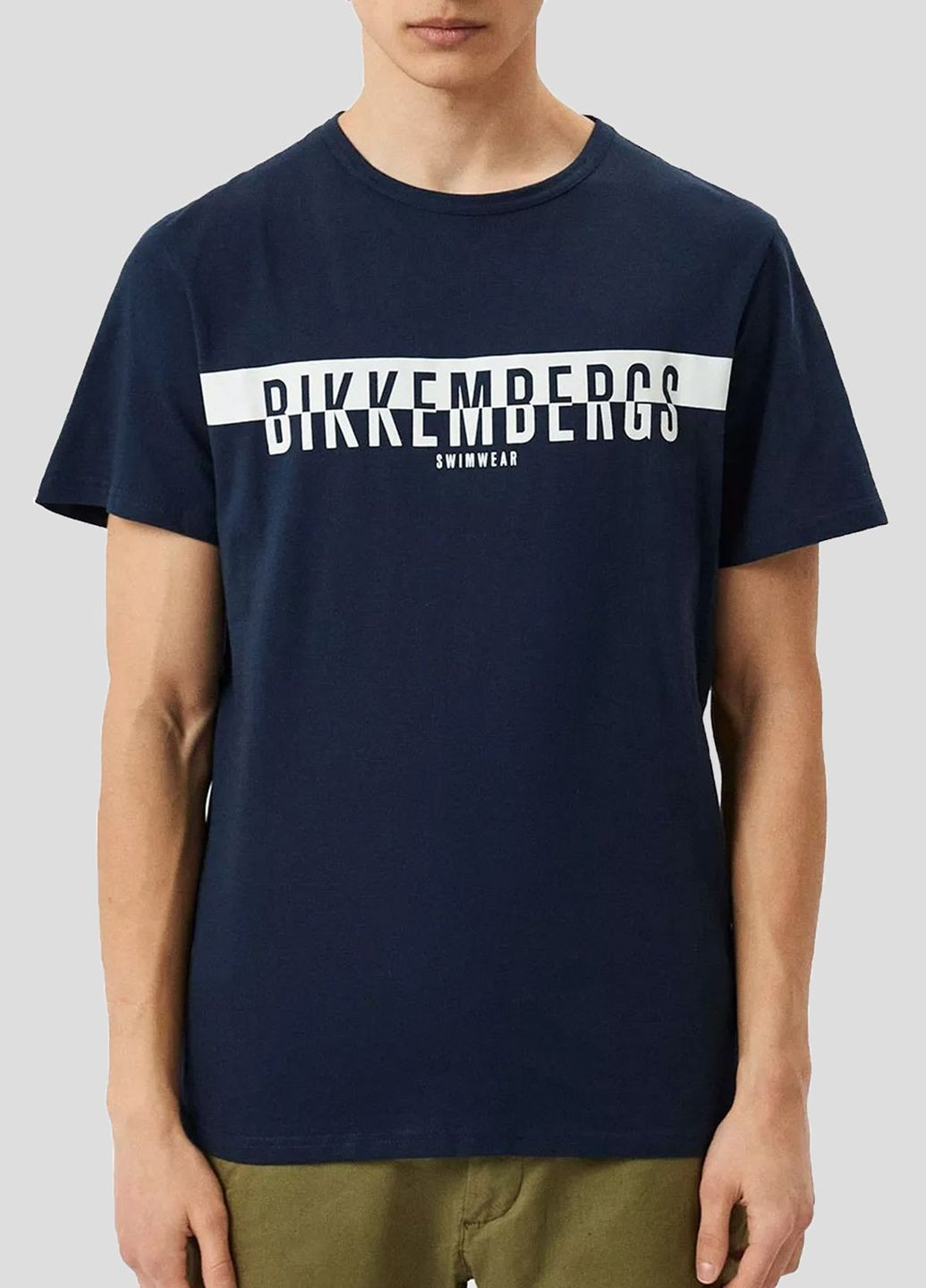 Темно-синяя темно-синяя хлопковая футболка с логотипом Dirk Bikkembergs