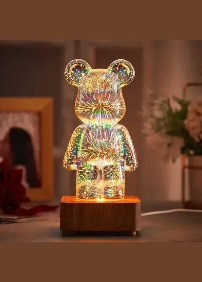 Світлодіодний нічник з феєрверком світильник C 67111 3D Ведмедик Fun Game (327797374)
