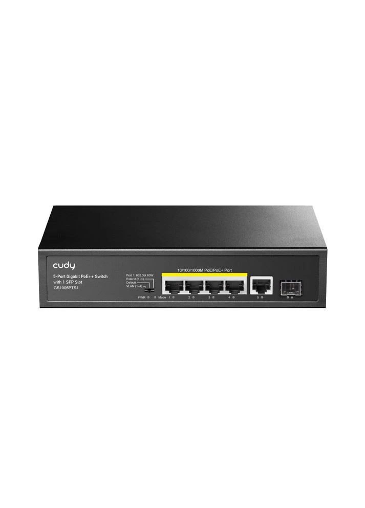 PoE-комутатор 6-портовий некерований GS1005PTS1 4 порти PoE+ SFP-порт гігабітний 120W (73-00503) Cudy (382242782)
