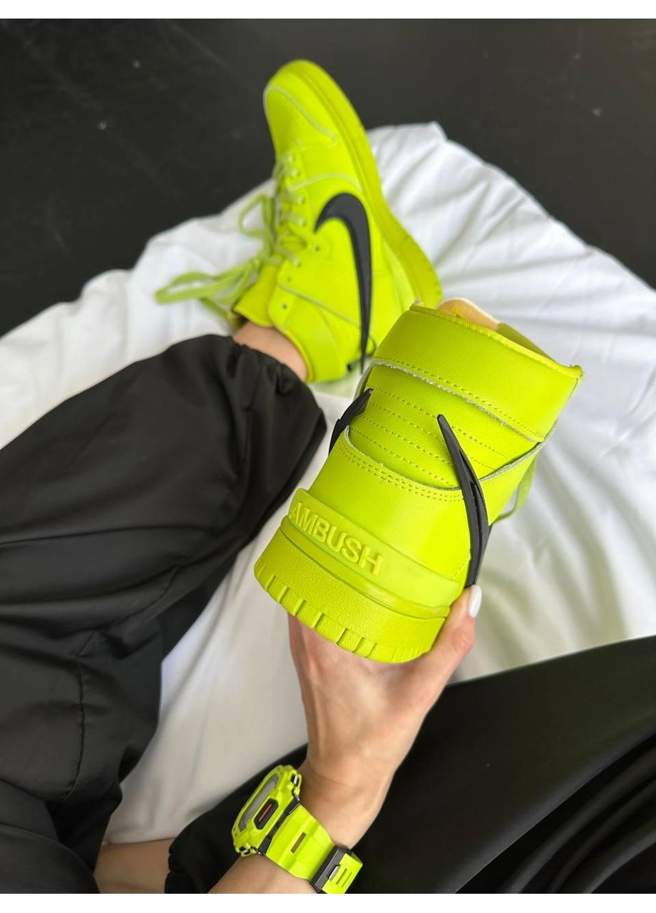КРОСІВКИ ЖІНОЧІ NIKE SB DUNK HIGH X AMBUSH ACID GREEN НАЙК СБ ДАНК No Brand сірі демісезони (368887869)