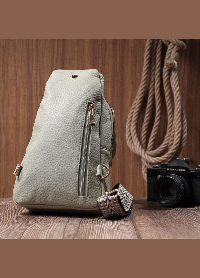 Чудова жіноча сумка з однією лямкою через плече з грубозернистої екошкіри Фісташковий 22765 Vintage (335032797)