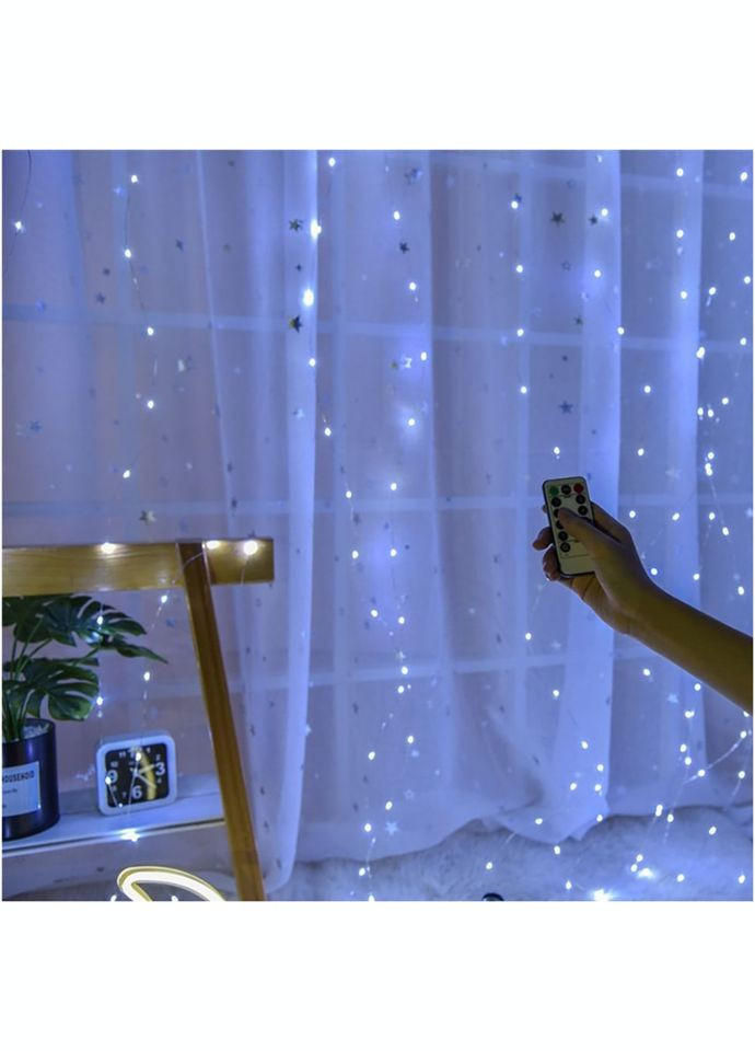 Гірлянда штора "Промені роси" ZABI 12 W 3*2 м біла з USВ і пультом Bambi (364134474)