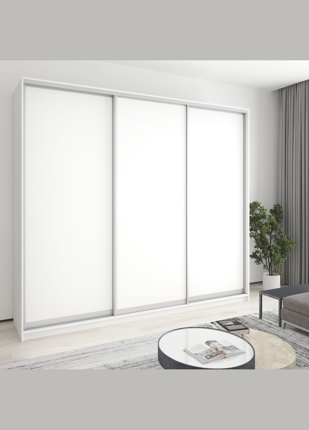 Шафа-купе тридверна Уні AL 3ДСП 270x45x240 см Аляска білий (MBS-1885) MebelStar (362373568)