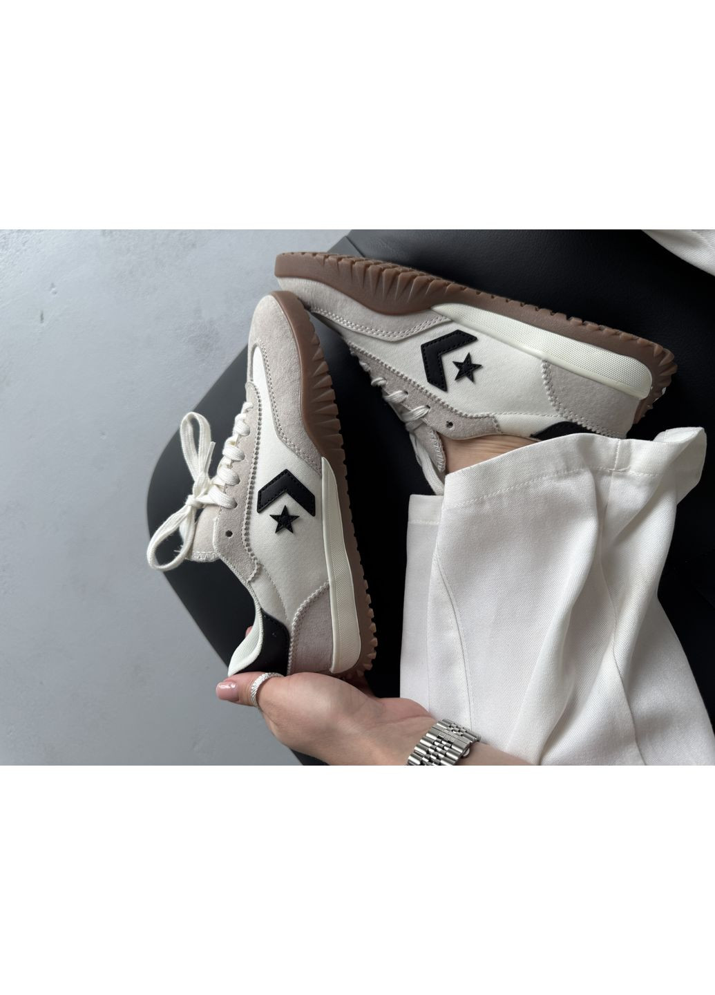 Черные демисезонные кеды мужские converse run star trainer beige / black конверс ран стар No Brand